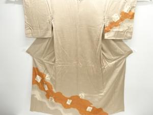 絞り色紙に花模様刺繍訪問着